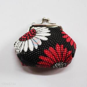 Flower Pattern Coin Holder,Coin Pouch,Coin Purse with Key Ring