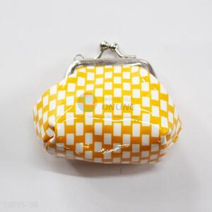 Yellow Check Pattern Coin Holder,Coin Pouch,Coin Purse with Key Ring