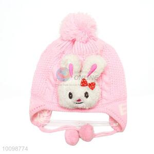 High quality children knitted hat ball top with ear flaps
