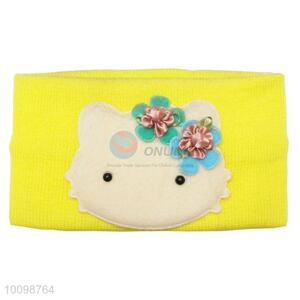 Cute cat knit headwrap baby headband for girls with curling