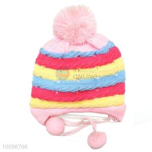 Colorful children knitted hat top ball wholesale