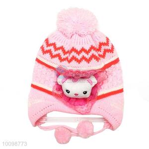 Factory direct ball top knitted hat with ear flaps