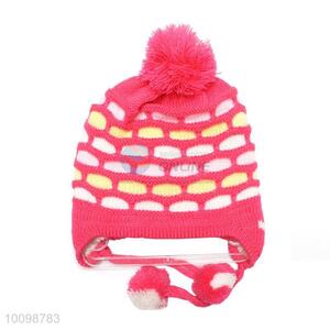 New arrival red ball top knitted hat for girls