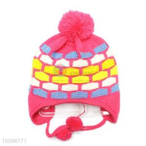 Hot sale top ball knitting hat with ear flaps