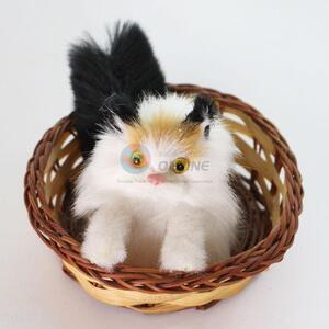 Imitated Cat Handmade Crafts With Basket For Home Decoration
