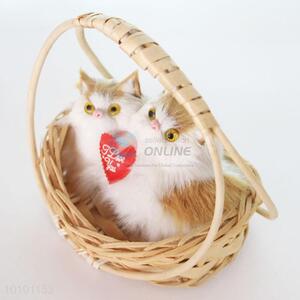 Hot Selling Mini Imtated Cat Handmade Basket With Handle