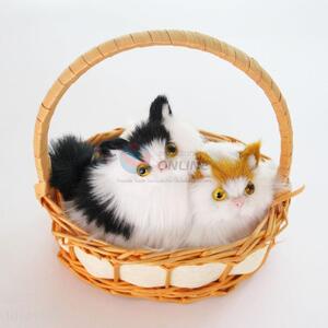 Double Imitated Cat Handcraft With Basket