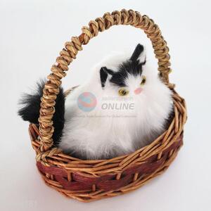 Decoration Imitated Basket Cat Carft With Handle