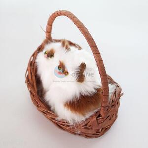 Decoration Double Imitated Cat Handcraf Basket With Handle