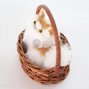 Factory Direct Mini Imtated Cat Handmade Basket With Handle