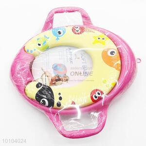 Pink Cartoon Pattern Soft Safe Toilet Training Seat with Handle