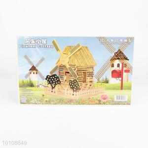 3D woodcraft pinwheel cottage model puzzle