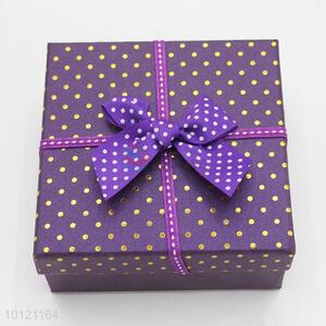 Luxurious Square Shaped Purple Gift Box with Bowknot