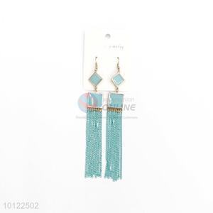 Blue rope chain tassels drop <em>earrings</em> for lady