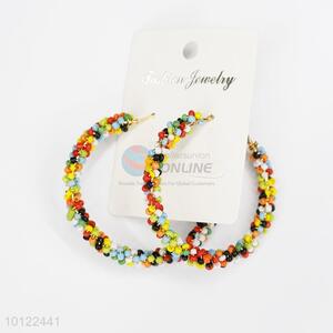 Wholesale colorful beads big circle alloy hoop <em>earrings</em>/silver hoop <em>earrings</em>