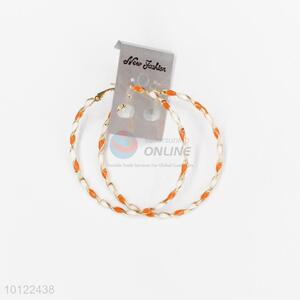 Top quality white&orange big circle alloy hoop <em>earrings</em>/silver hoop <em>earrings</em>