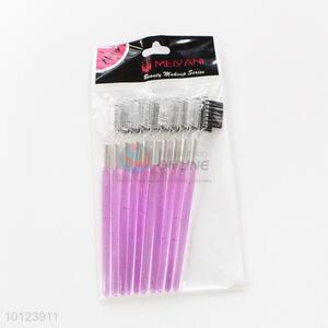 High Quality 10 pcs Pink Plastic Handle Eyebrow Brush Set