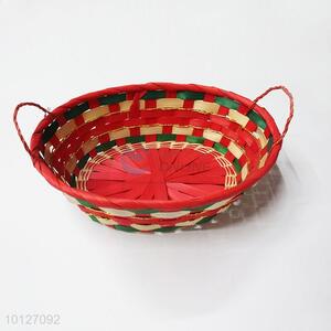Round food woven bamboo basket