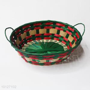 Woven Bamboo Picnic Basket With Handle