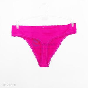 Rose red color sexy spandex lace underwear women's T panties women's briefs