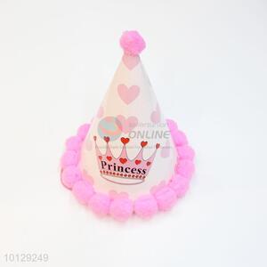 Pink heart printed princess paper hats