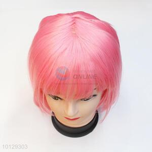Cheap high-temperature pink party short bob wigs for women