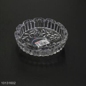 Wave edge transparent round glass ashtray