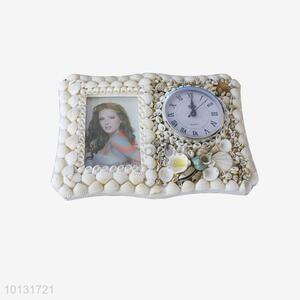 Multifunctional shell decorative photo frame and clock