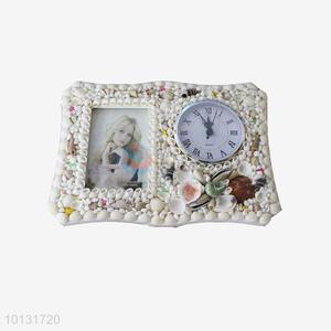 Lovely shell decorative photo frames with clock for gift