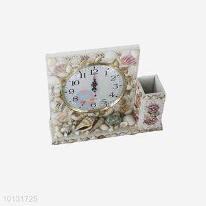 Beautiful shell clock with pen holder as office gift
