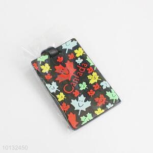 Colorful smiling maple leaf printed luggage tag