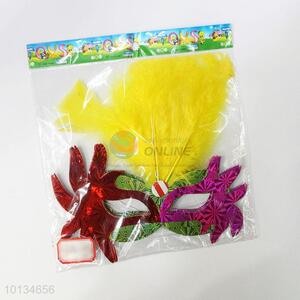 High Quality Half Face Party Mask Yellow Feather Paper Masquerade Masks