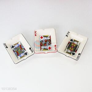 Fashion Poker Pattern Ceramic Ashtray