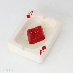 Cheap Price Red Poker Pattern Ceramic Cigar Ashtray