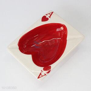 Cheap Price High Quality Red Heart Pattern Ceramic Ashtray