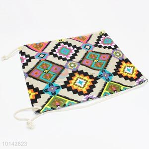 Colorful geometric pattern polyester cotton backpack/storage bag/drawstring bag