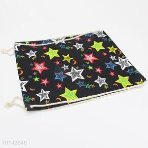 Colorful star printed linen backpack/storage bag/drawstring bag