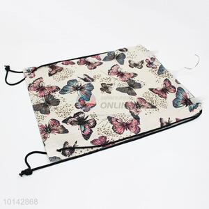 Beautiful butterfly printed linen backpack/storage bag/drawstring bag