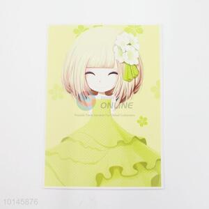 Green girl pattern paper postcard