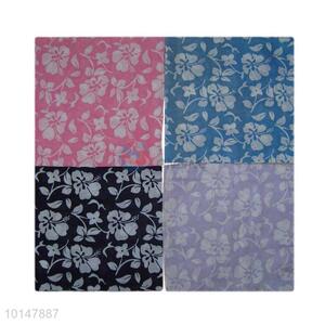 Cheap Pink/Blue/Black/Grey Cotton Handkerchief with Flower Patterns
