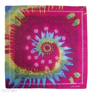 Cheap Colorful Cotton Handkerchief with Plain Swirly and Spiky Design