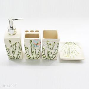 4 Pcs/ Set Orchid Printed Ceramic Bathroom Dental Set Kit Bathroom Set Accessories