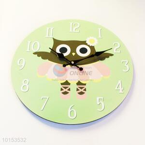 Home Decoration Cute Cartoon Owl Pattern Board Clock Wall Clock