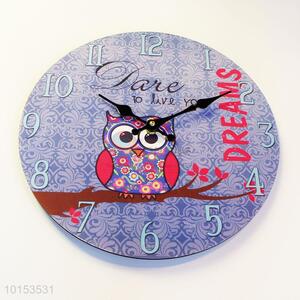National Style Creative Owl Pattern Wall Clock for Home Decoration