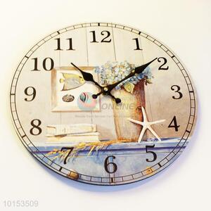 Round Shaped Sweet Home Pattern Wall Clock Board Clock for Home Decoration