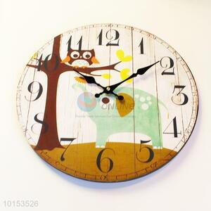 Cute Style Living Room Decor Watch Wall Cartoon Animals Pattern Wall Clock