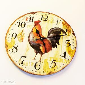 Exquisite Rooster Pattern Board Clock Wall Clock for Home Decoration