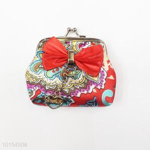 Hot selling pu printed bowknot coin purse