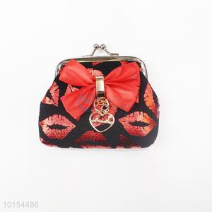 Promotional Gift Bowknot Red Lip Printed Coin Purse