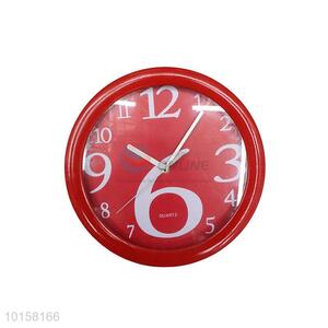 Custom Fashionable Decorative Red Round Plastic Wall Clock
